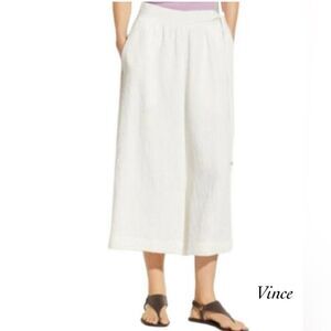 Vince Cream Wide-Leg Pants size 10 side tie waist